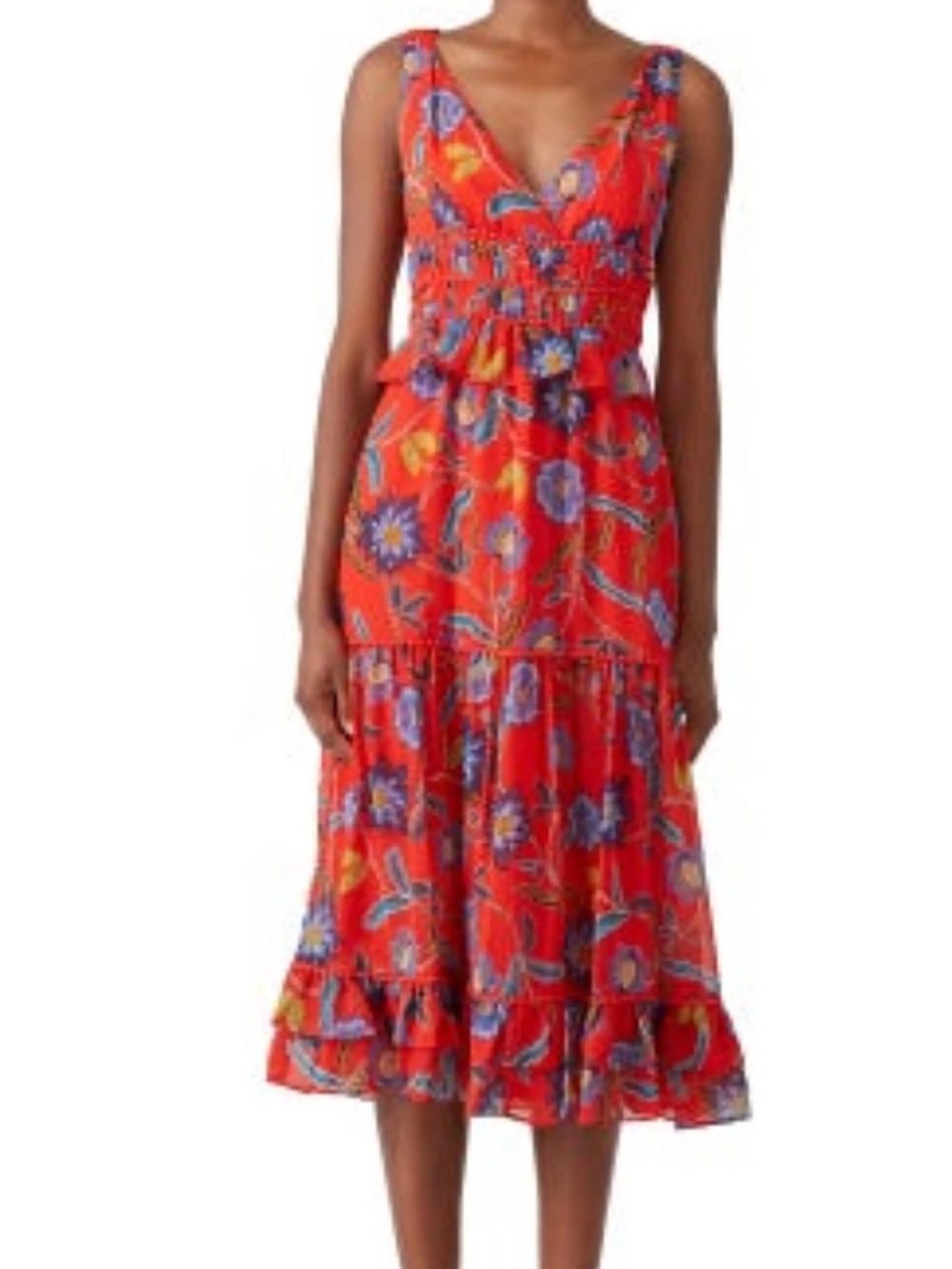 Rebecca Minkoff Red Floral Tiered Maxi Dress